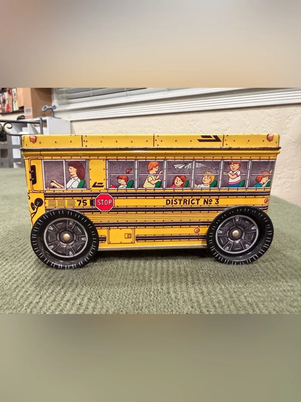 Vintage Keller Charles School Bus Tin - District No. 3 / Bus #75 - Retro Decor